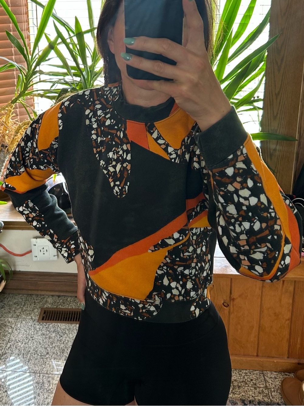 Acne Studios Abstract Geo Sweatshirt - Black, Orange, Yellow & Cream
